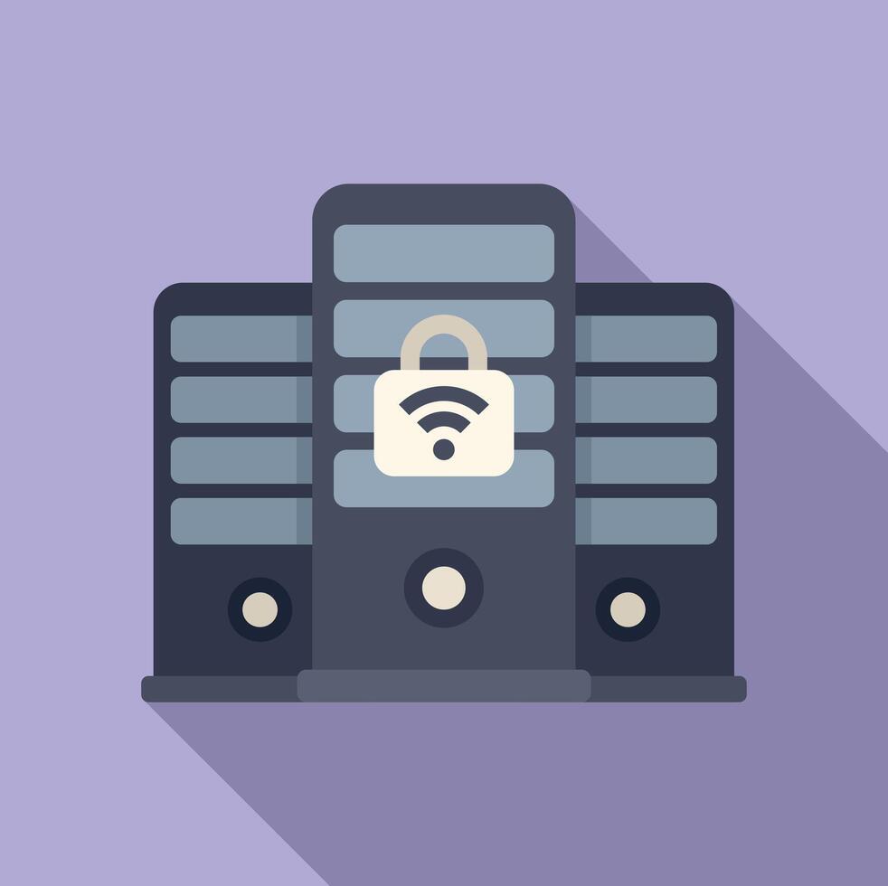 Server room providing secure wifi hotspot internet connection vector