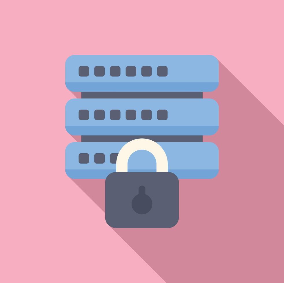 Secure server database protecting important data with lock symbol vector