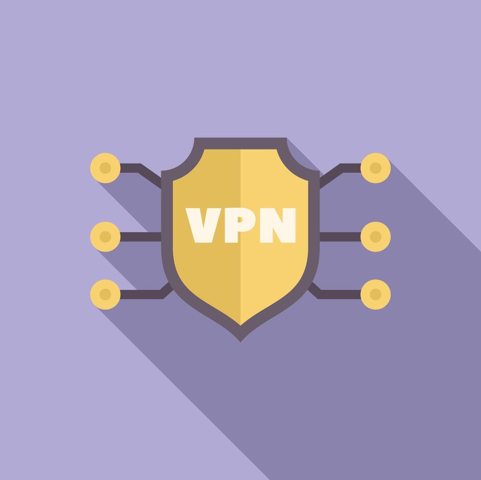 Vpn shield is protecting data connection. Cybersecurity and privacy concept vector