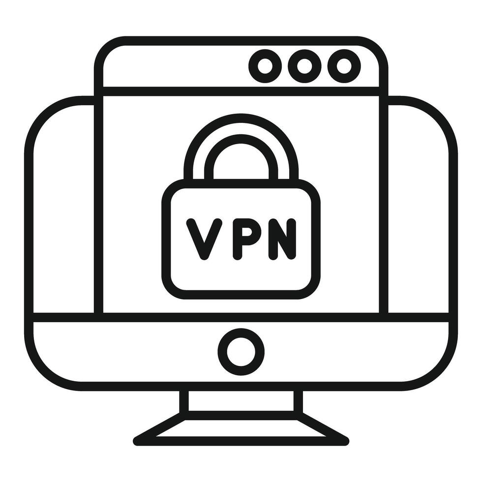Computer showing vpn configuration on screen vector