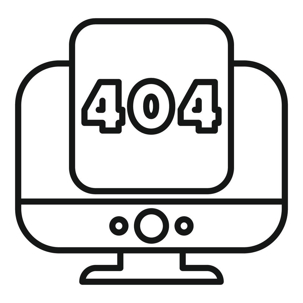 Desktop computer showing 404 error message icon vector