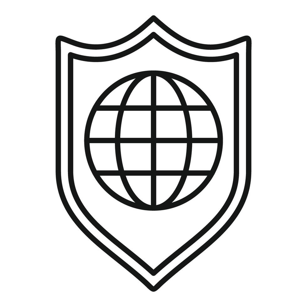 Shield protecting globe icon representing global security concept vector