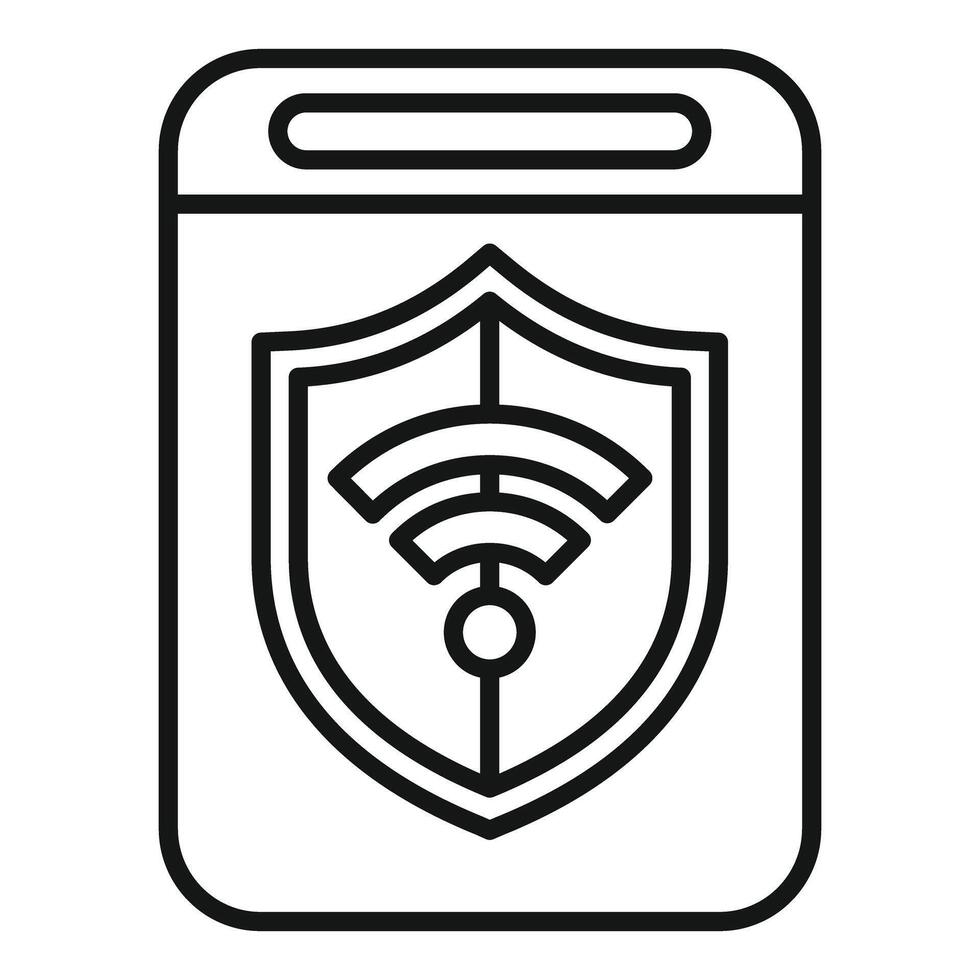 Smartphone showing wifi protected by shield icon vector