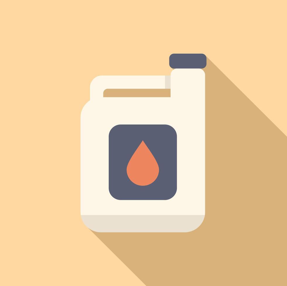 White plastic jerrycan with red drop logo containing liquid standing on beige background vector
