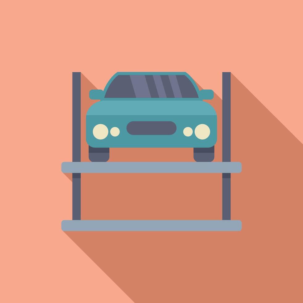 Car is being lifted on a platform in a service station for maintenance vector