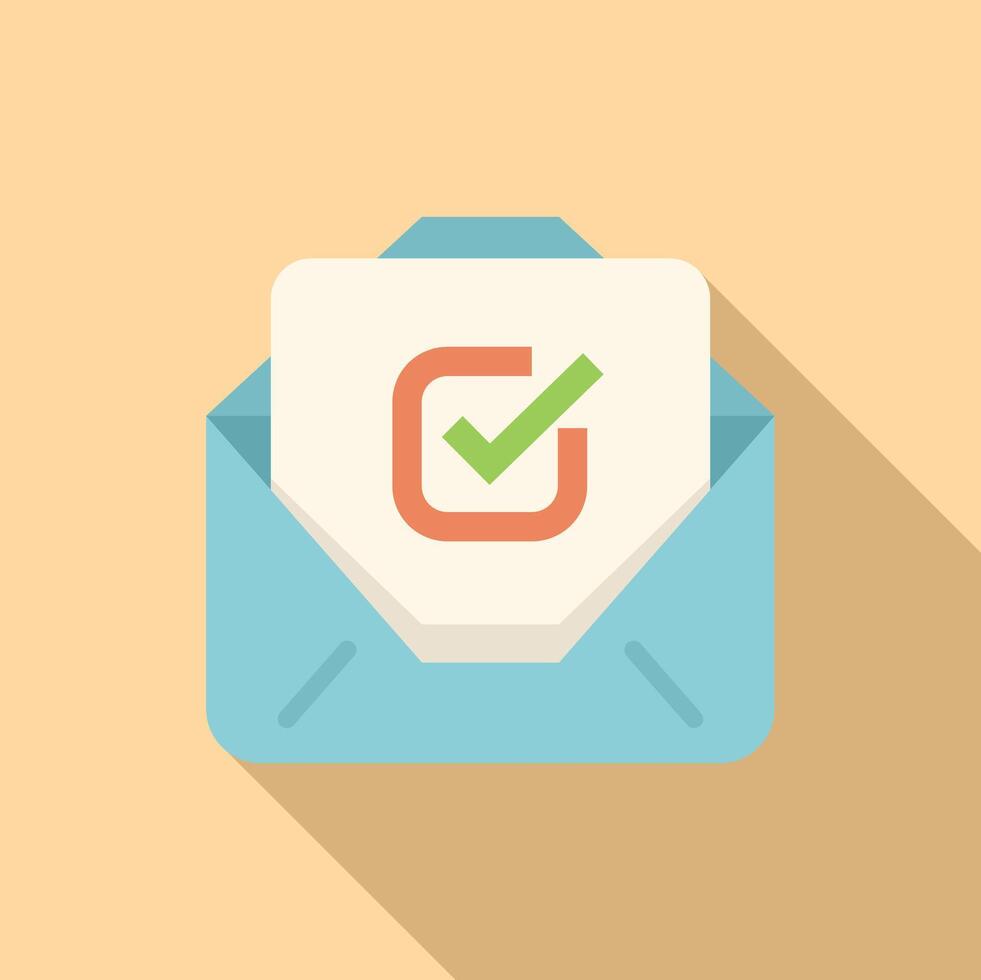 Open mail envelope containing check mark showing validation of message vector