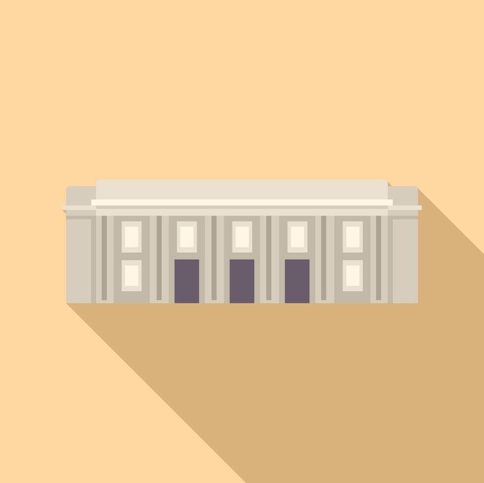 Government building facade with columns casting long shadow vector