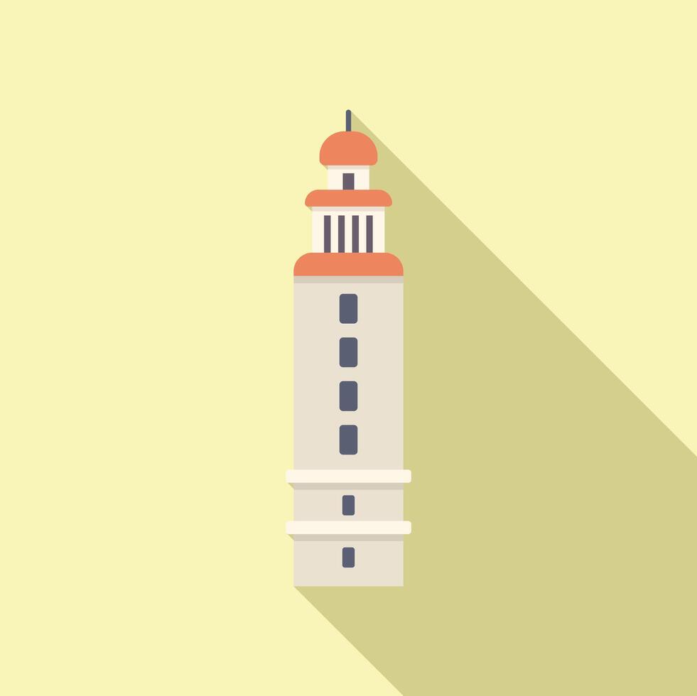 Tall lighthouse building casting long shadow on sunny day vector