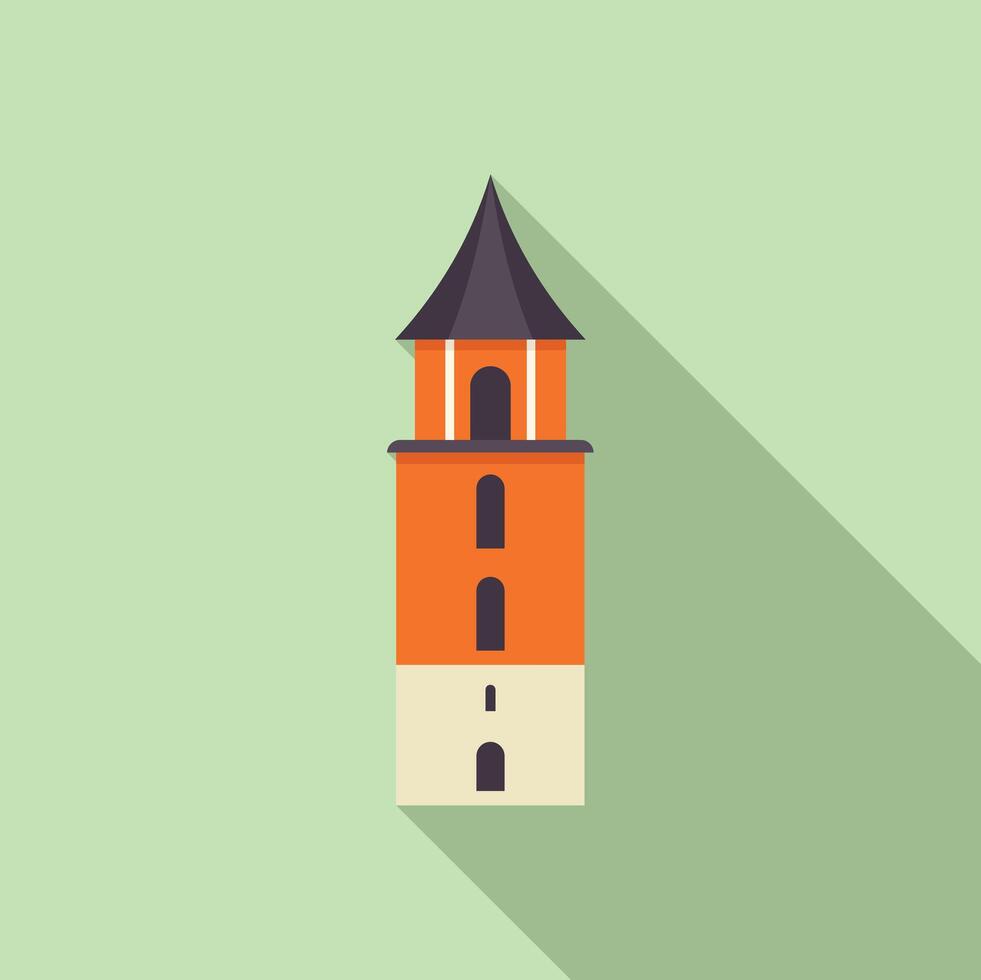 Tall brick tower building standing with long shadow vector