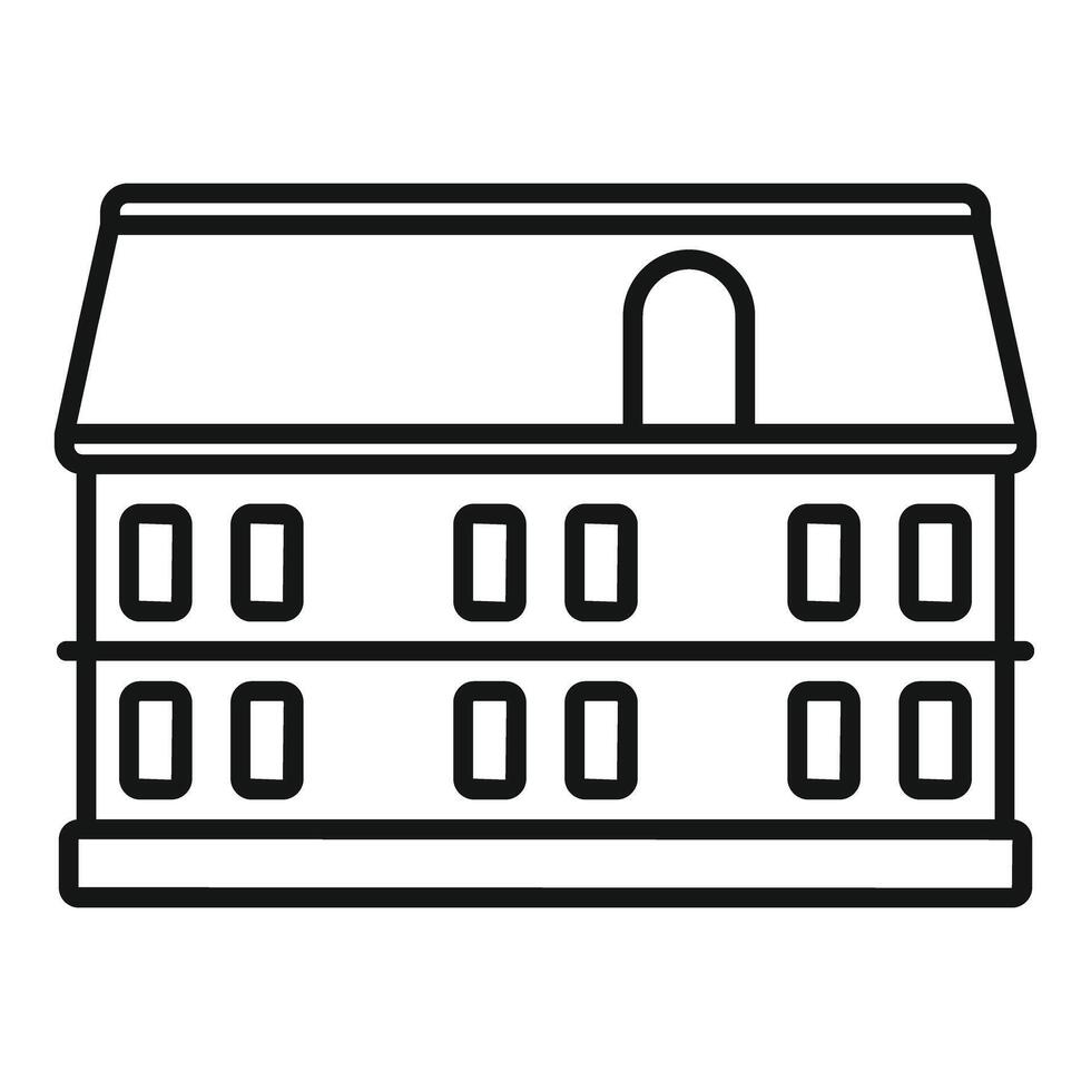 Two storey building with attic illustration featuring six windows on each floor vector