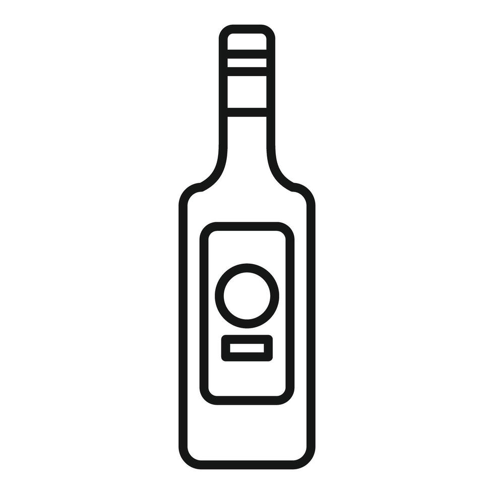 Simple line art icon of a bottle of liquor with a blank label vector