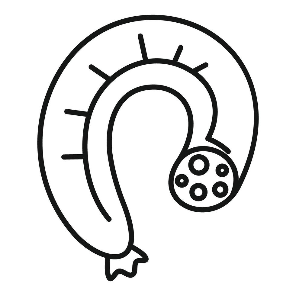 Delicious sausage with spices showing through casing icon vector