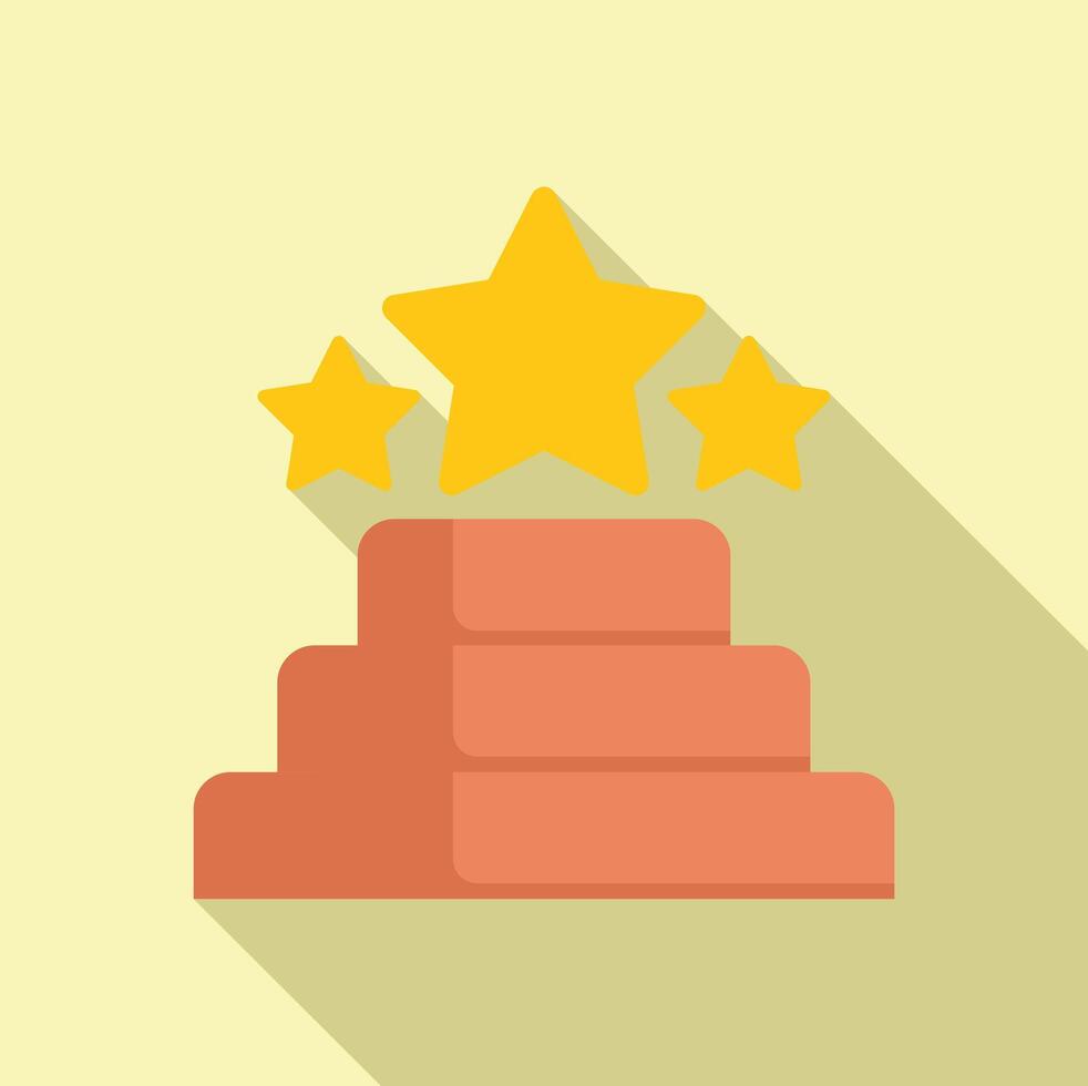 Three stars shining over a three steps podium for a successful career vector