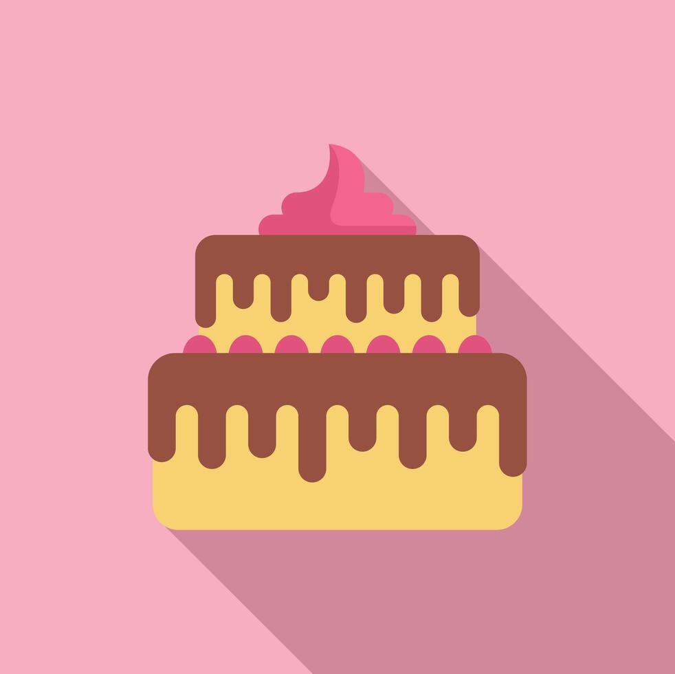 Delicious two tier cake covered with chocolate and strawberry cream vector