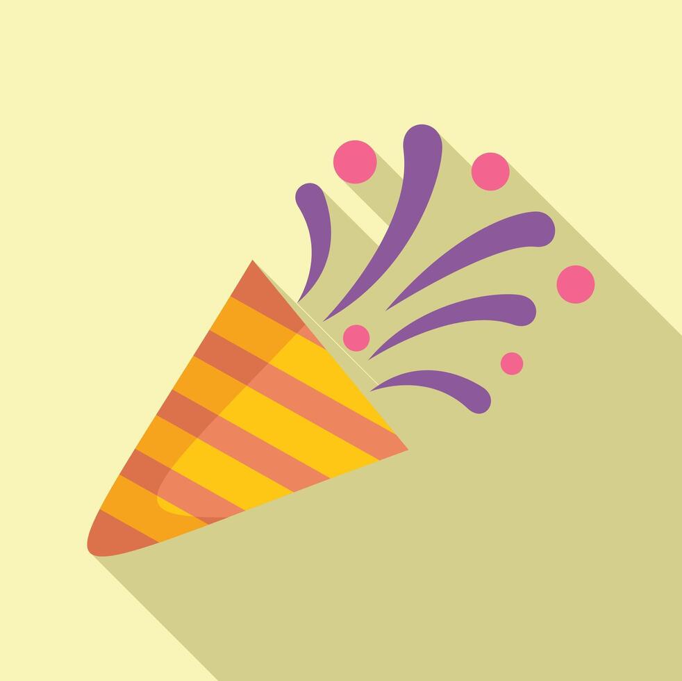 Striped party popper exploding with confetti and fun vector