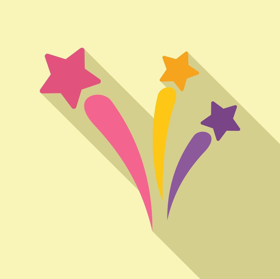 Colorful fireworks display exploding with long shadow vector