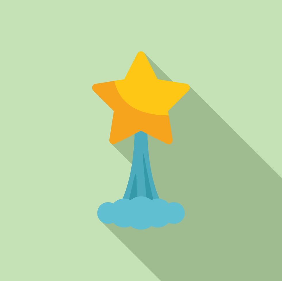 Gold star taking off like a rocket from a blue cloud vector
