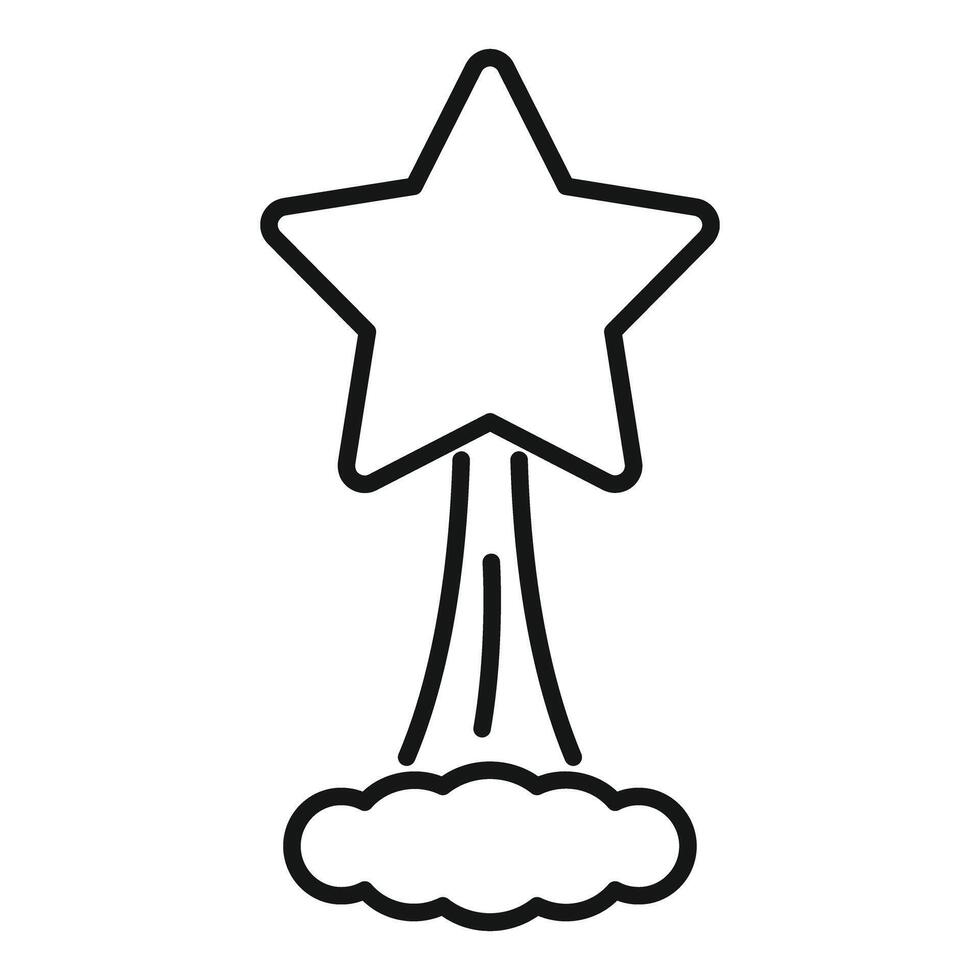 Big shining star flying up from cloud leaving trail vector