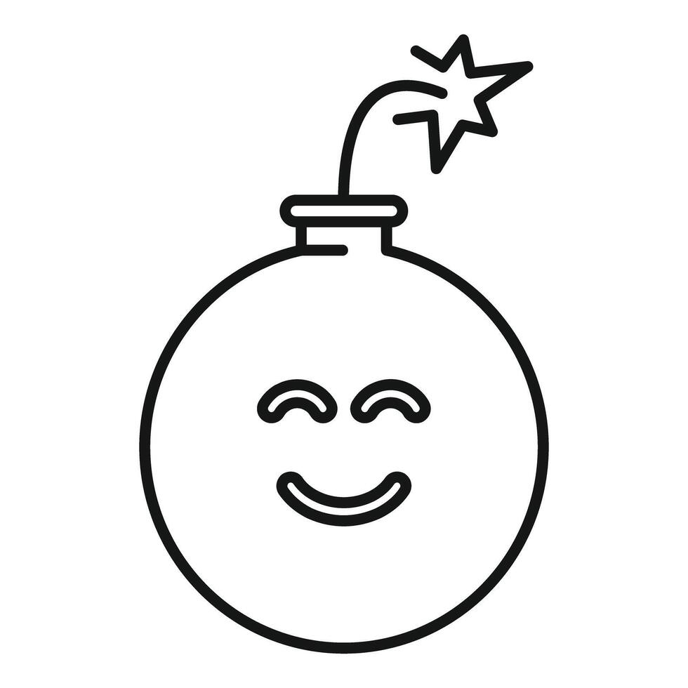 Round bomb character smiling with closed eyes and short fuse vector