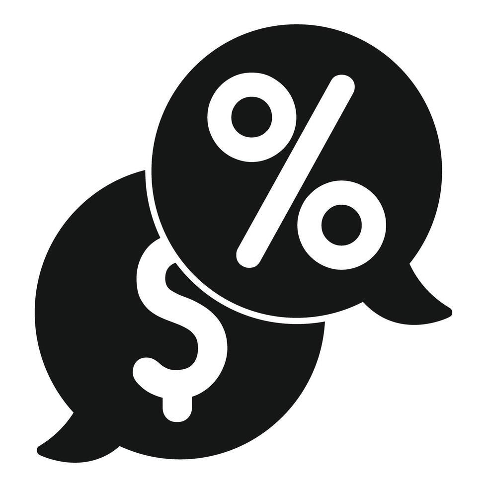 Speech bubbles overlapping discussing money and percentage vector