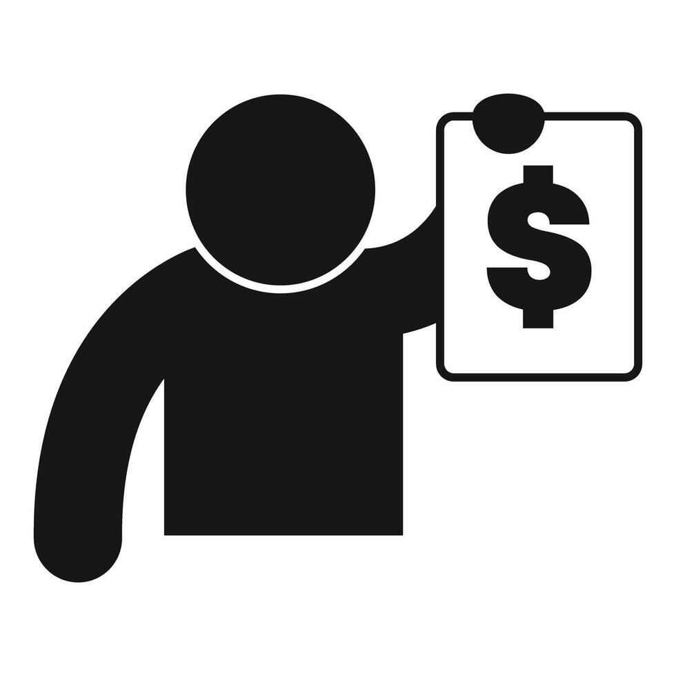 Businessman holding a sign with a dollar currency symbol vector
