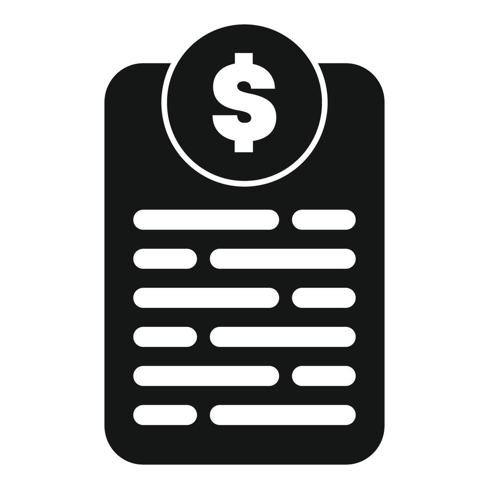 Black and white icon of invoice with dollar sign representing online payment vector