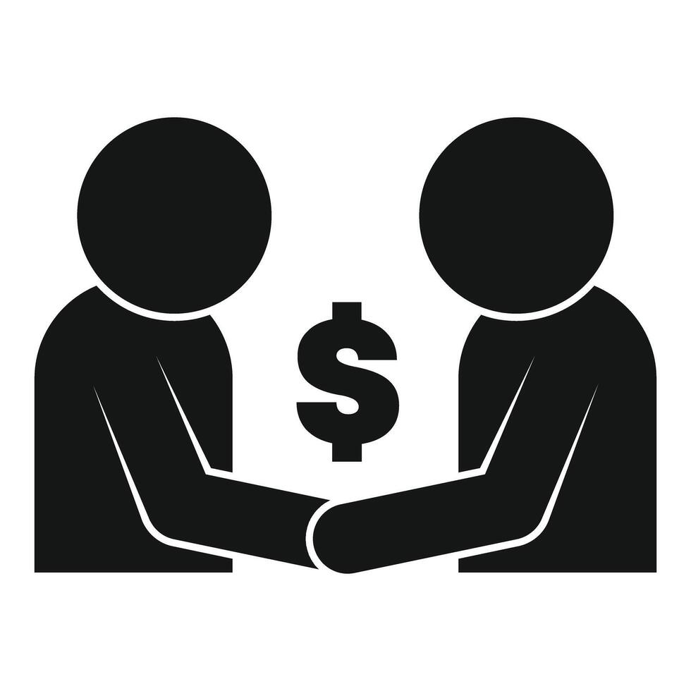 Two businessmen shaking hands making a deal icon vector