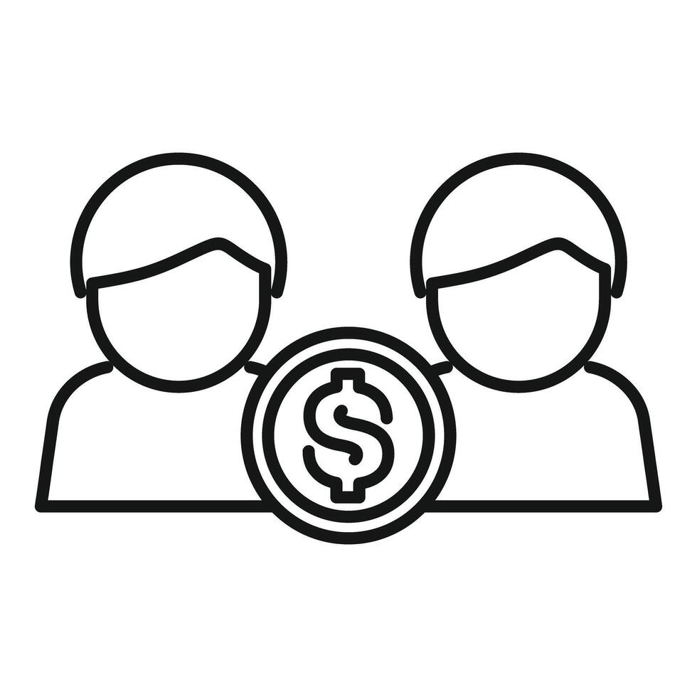 Two businessmen sharing money profit icon vector