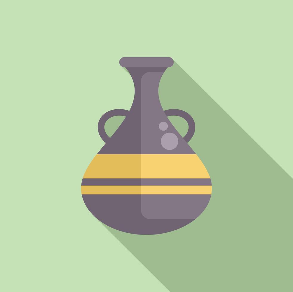 Ancient greek vase with two handles is standing on green background vector