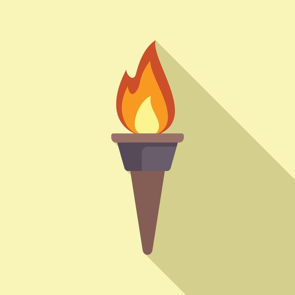 Burning torch casting long shadow on yellow background vector