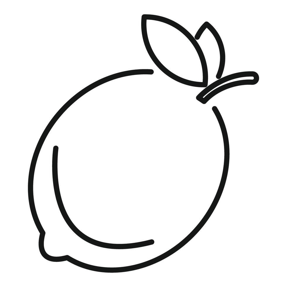 Minimalistic line drawing of a lemon with leaves vector