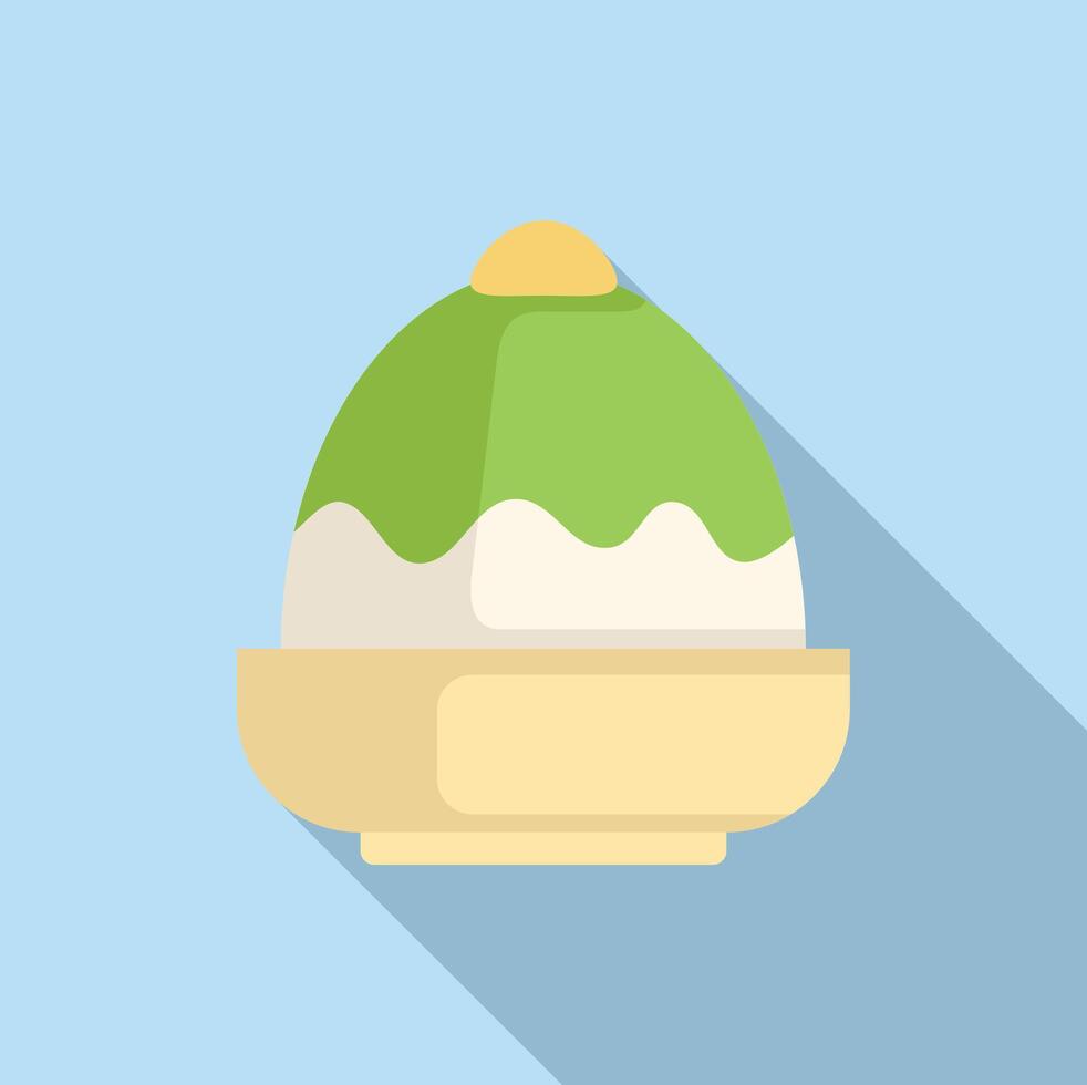 Matcha green tea ice cream being served in a bowl vector