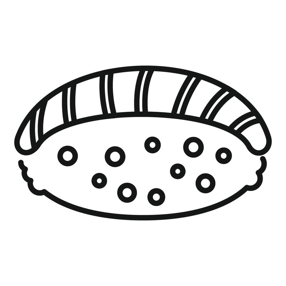 Sushi nigiri being prepared with rice and fish icon vector
