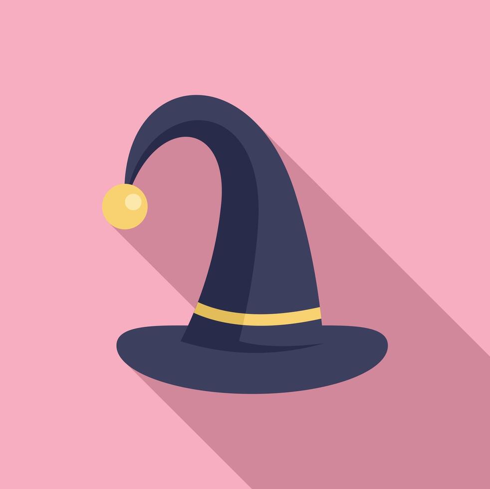 Wizard hat with golden buckle casting shadow on pink background vector