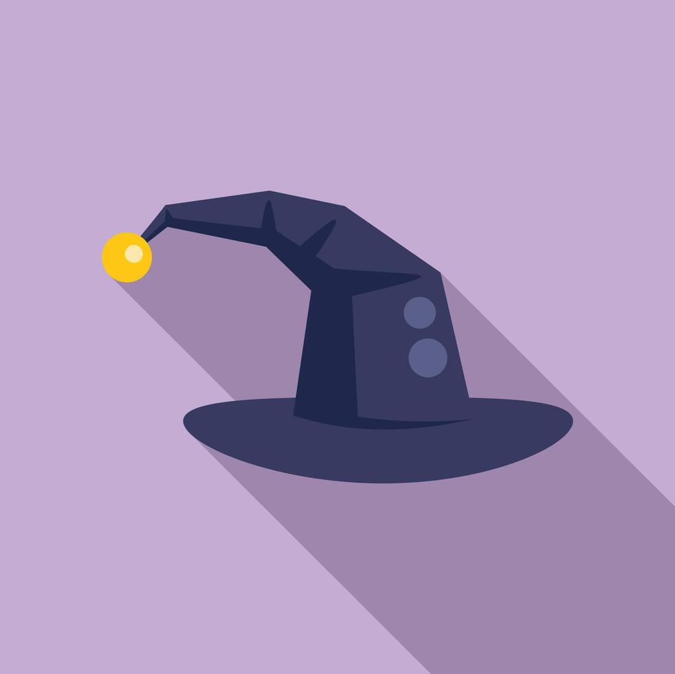 Wizard hat casting a long shadow on purple background vector