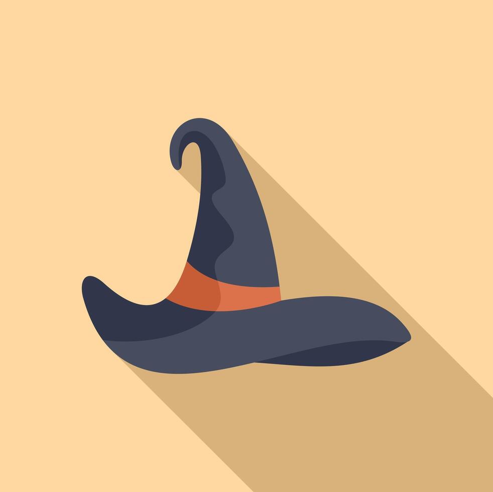 Classic curved witch hat casting long shadow vector