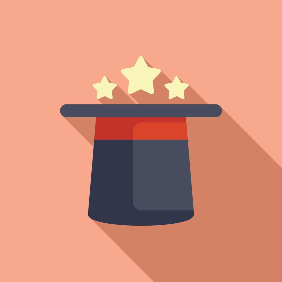 Magician top hat making stars appear with long shadow vector
