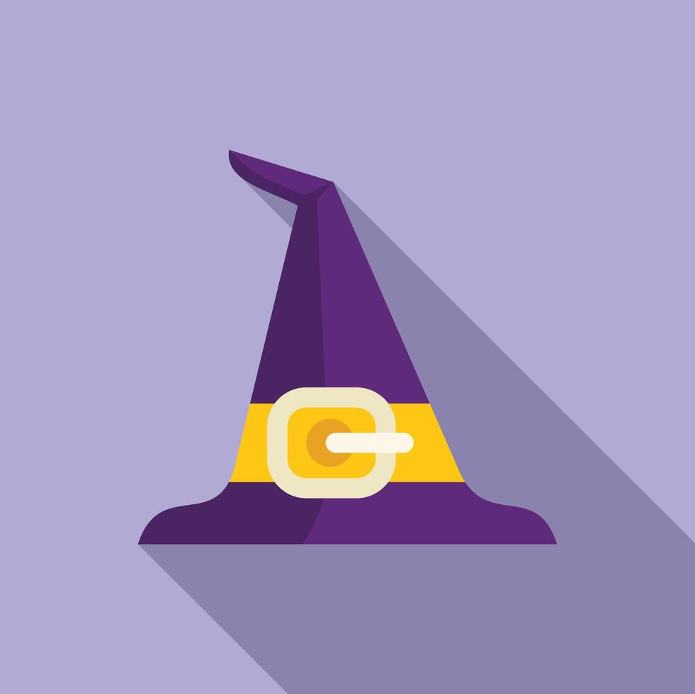 Purple witch hat with yellow belt casting long shadow vector