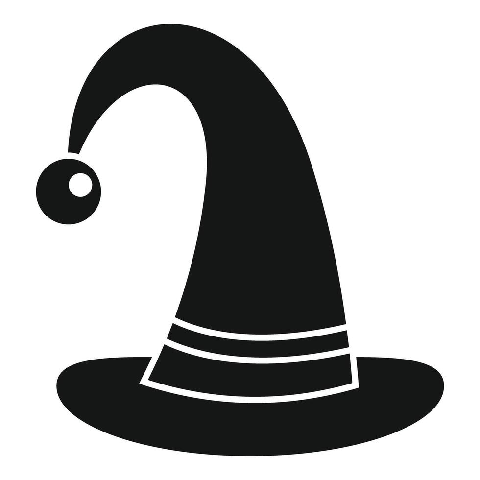 Black wizard hat with stripes and a pom pom pointing upwards vector