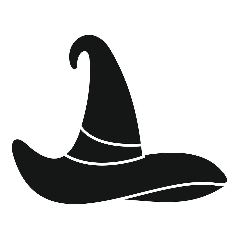 Black witch hat with buckle pointing right for halloween costume vector
