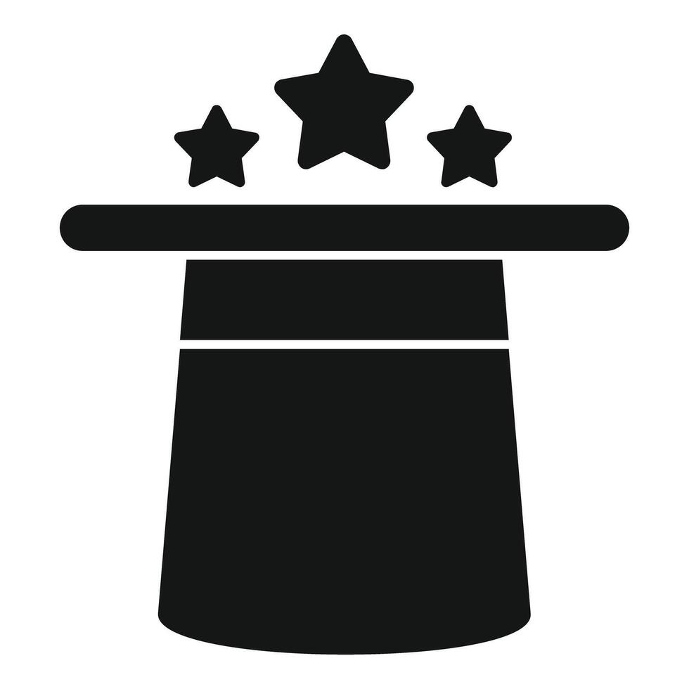 Black magician hat floating with stars appearing icon vector