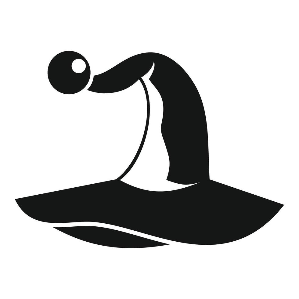 Simple black and white icon of a witch's hat pointing right vector