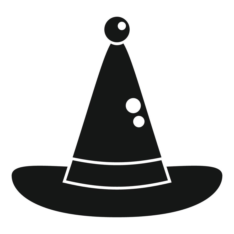 Black witch hat with buckle and dots pointing right simple icon vector