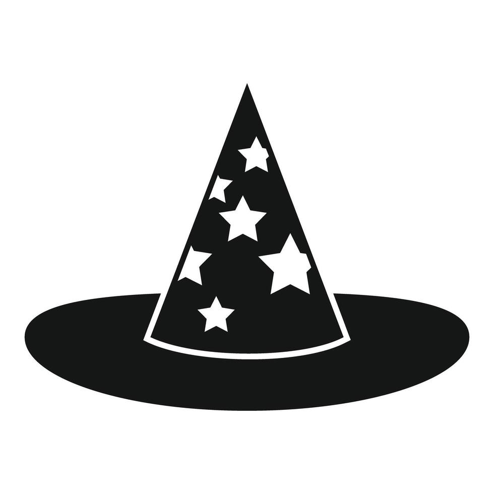 Black magician hat with stars simple icon logo vector