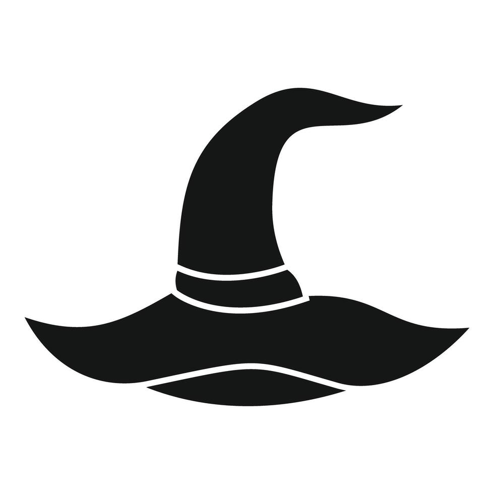 Black witch hat pointing right for halloween costume party vector