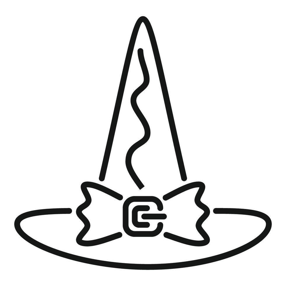 Line art halloween witch hat with buckle showing magic vector