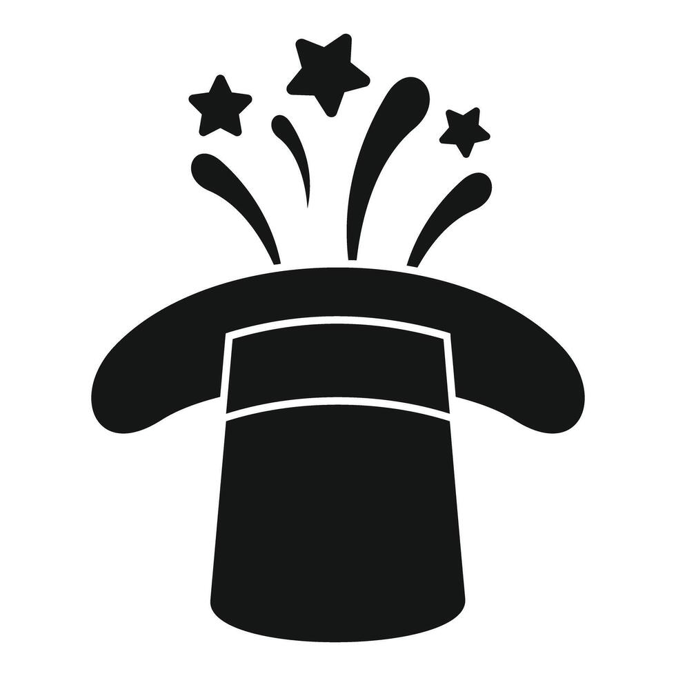Black magician hat erupting with stars simple icon vector