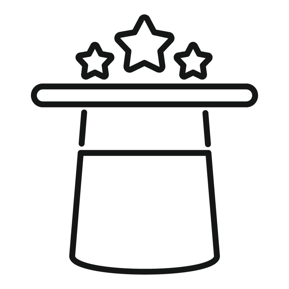 Magic hat with stars appearing from top line icon vector