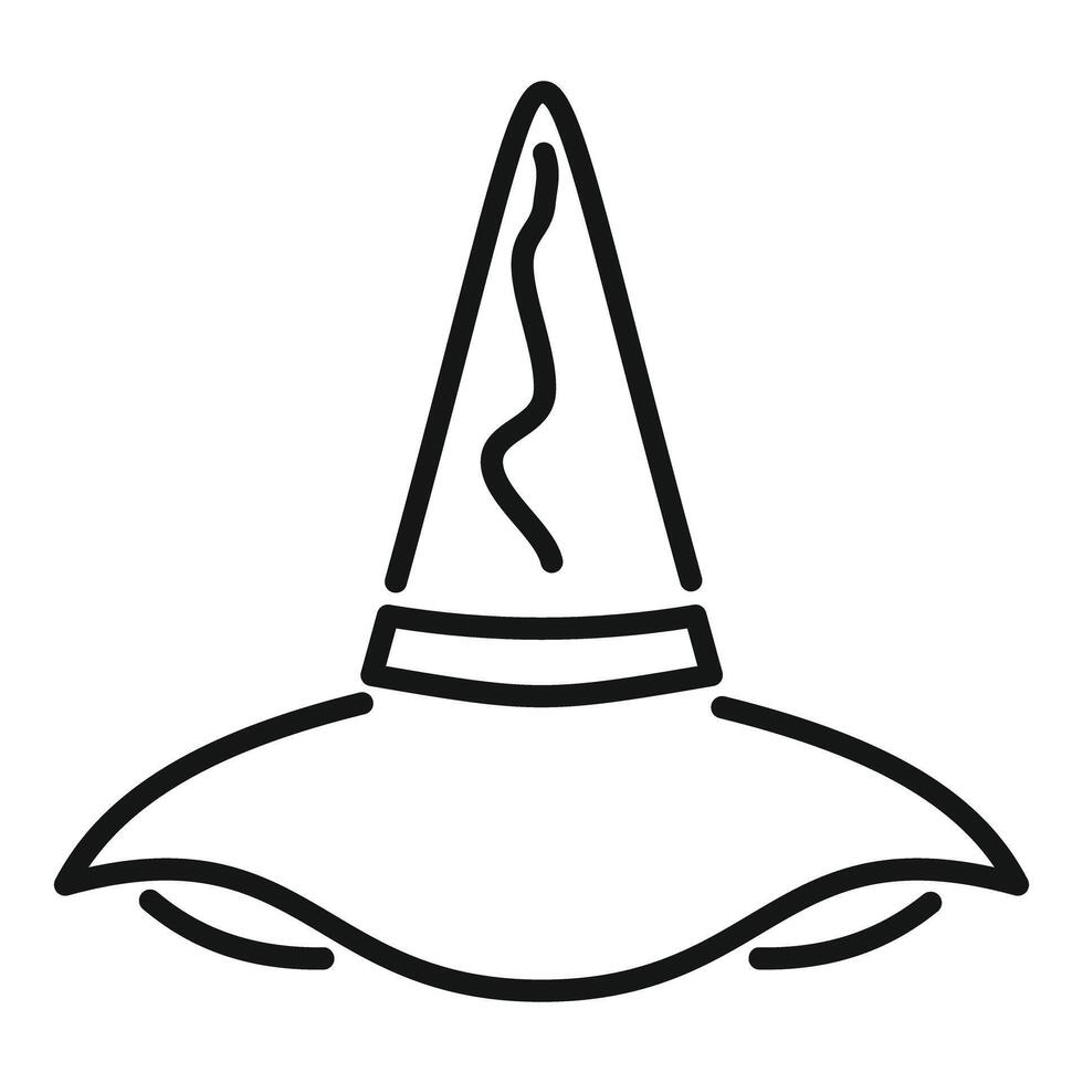 Classic witch hat standing tall with wide brim and pointy top vector