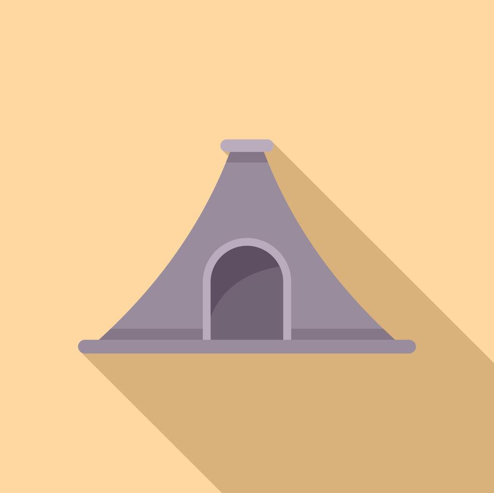 Camping tent standing on ground with long shadow vector
